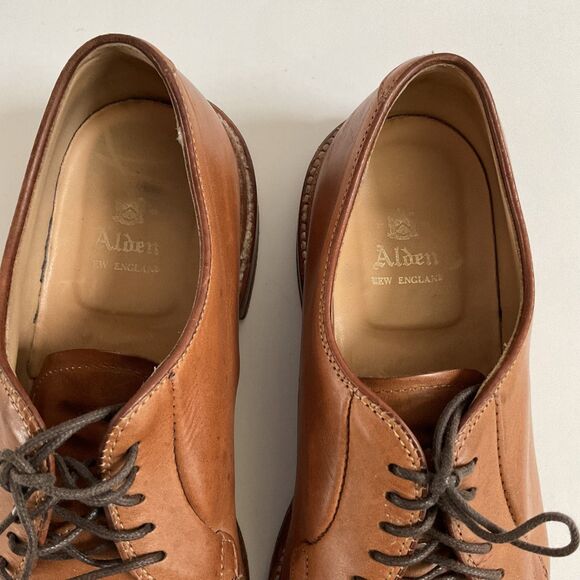 Alden 9501 Natural Chromexcel Plain Toe Blucher Lace Up Dress Shoes 8 D main image 12